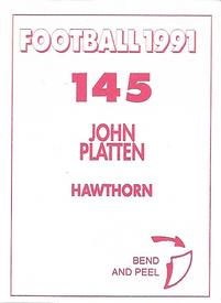 1991 Select AFL Stickers #145 John Platten Back
